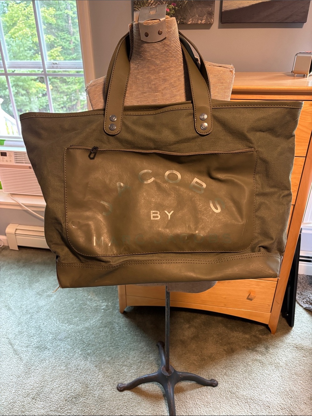 Marc Jacobs Olive Canvas & Leather Trim Weekend Tote